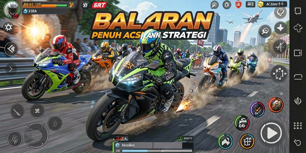 Gameplay seru balapan motor di 6RT dengan grafis yang menawan.