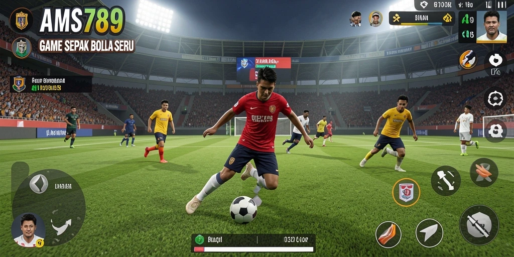Tangkapan layar menunjukkan gameplay sepak bola yang realistis dan seru.