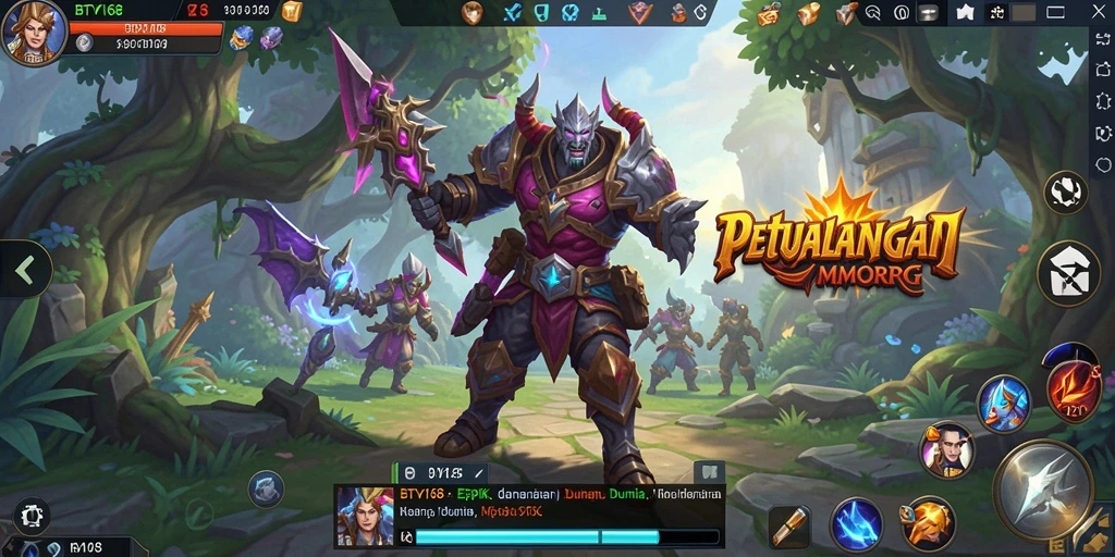 Screenshot menampilkan petualangan seru di dunia MMORPG BTV168.
