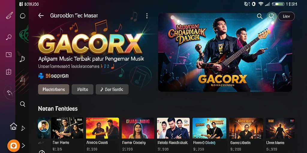 Screenshot utama GACORX menampilkan interaksi pengguna dengan fitur musik.