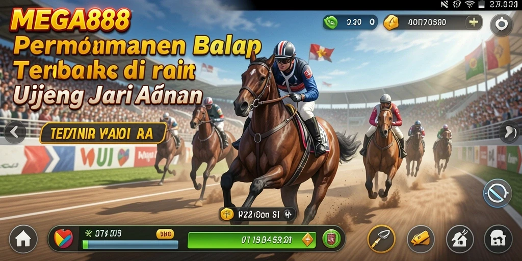 Screenshot gameplay MEGA888 menampilkan aksi balap yang mendebarkan.
