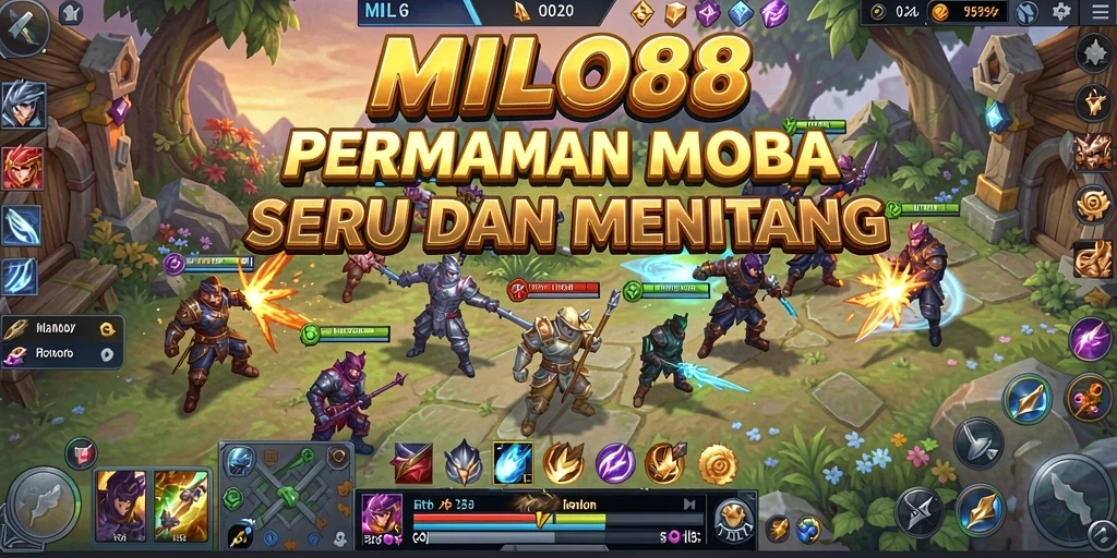 Tangkapan layar gameplay seru dalam MILO88 dengan aksi MOBA yang intens.
