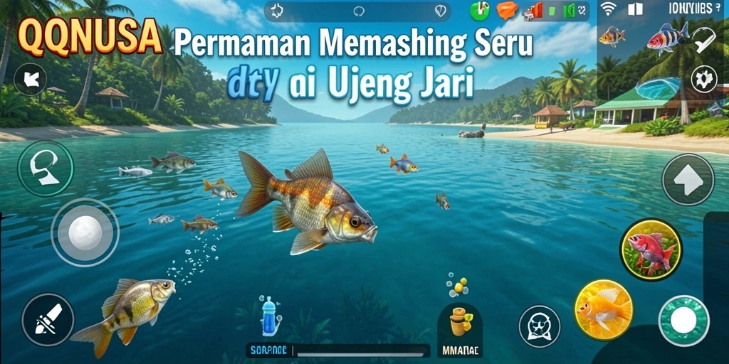 Screenshot menunjukkan aksi menangkap ikan di QQNUSA.