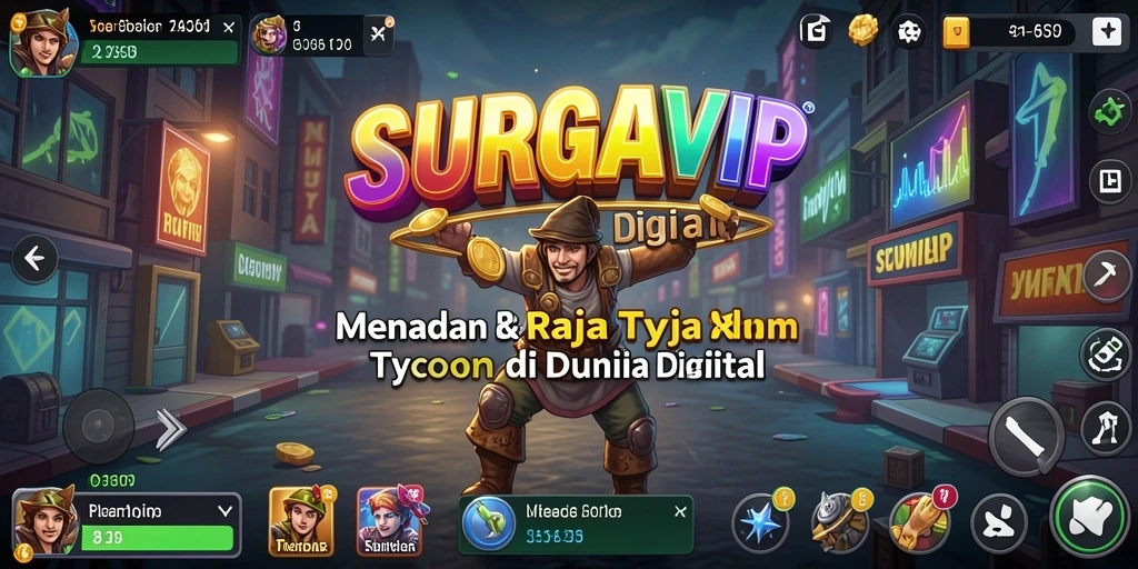 Screenshot gameplay SURGAVIP menampilkan interaksi seru dalam membangun kerajaan bisnis.