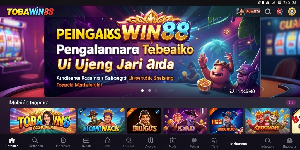Screenshot utama TOBAWIN88 menunjukkan gameplay Kasino yang mendebarkan.