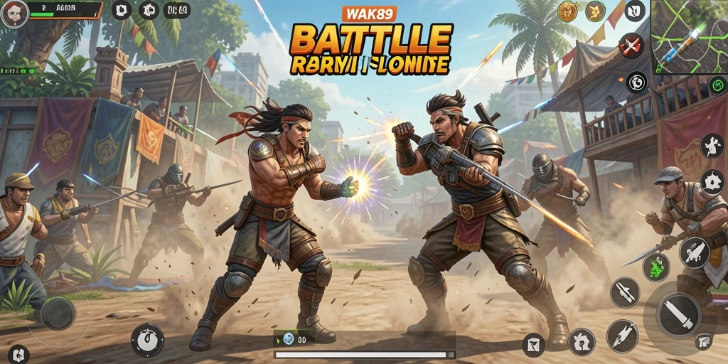 Tampilan gameplay seru dalam WAK89 memperlihatkan pertarungan intens.